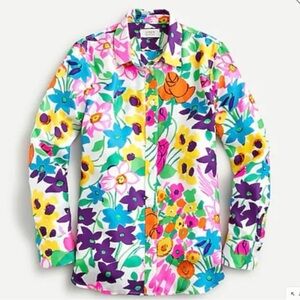 NWT JCREW Collection Silk Twill Shirt in Vibrant Garden Floral print